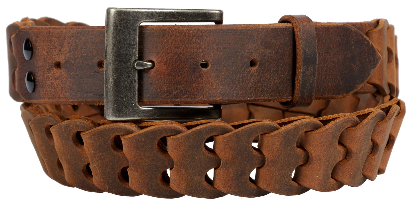 Leather BeltDISTRESSED LEATHER LINK BELT - Adjustable Custom Comfort FitbeltbeltsSaving Shepherd