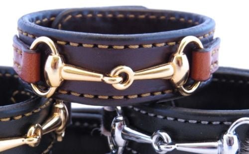 Handtooled LeatherLEATHER HORSE BIT BRACELET Bordeaux & Chestnut with Brass Equestrian SnaffleAmerican MadeAmishSaving Shepherd