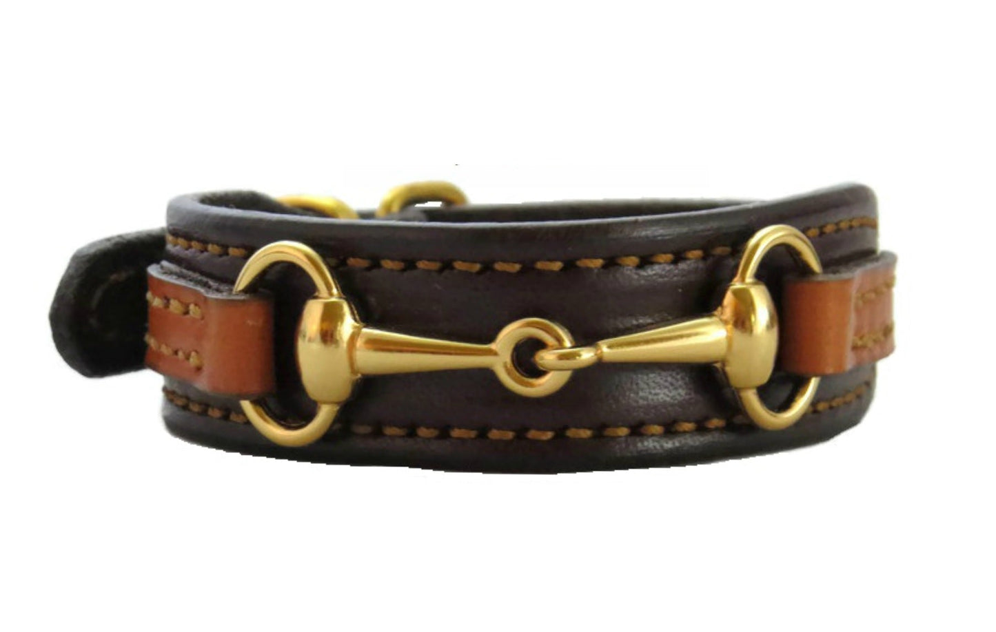 Handtooled LeatherLEATHER HORSE BIT BRACELET Bordeaux & Chestnut with Brass Equestrian SnaffleAmerican MadeAmishSaving Shepherd