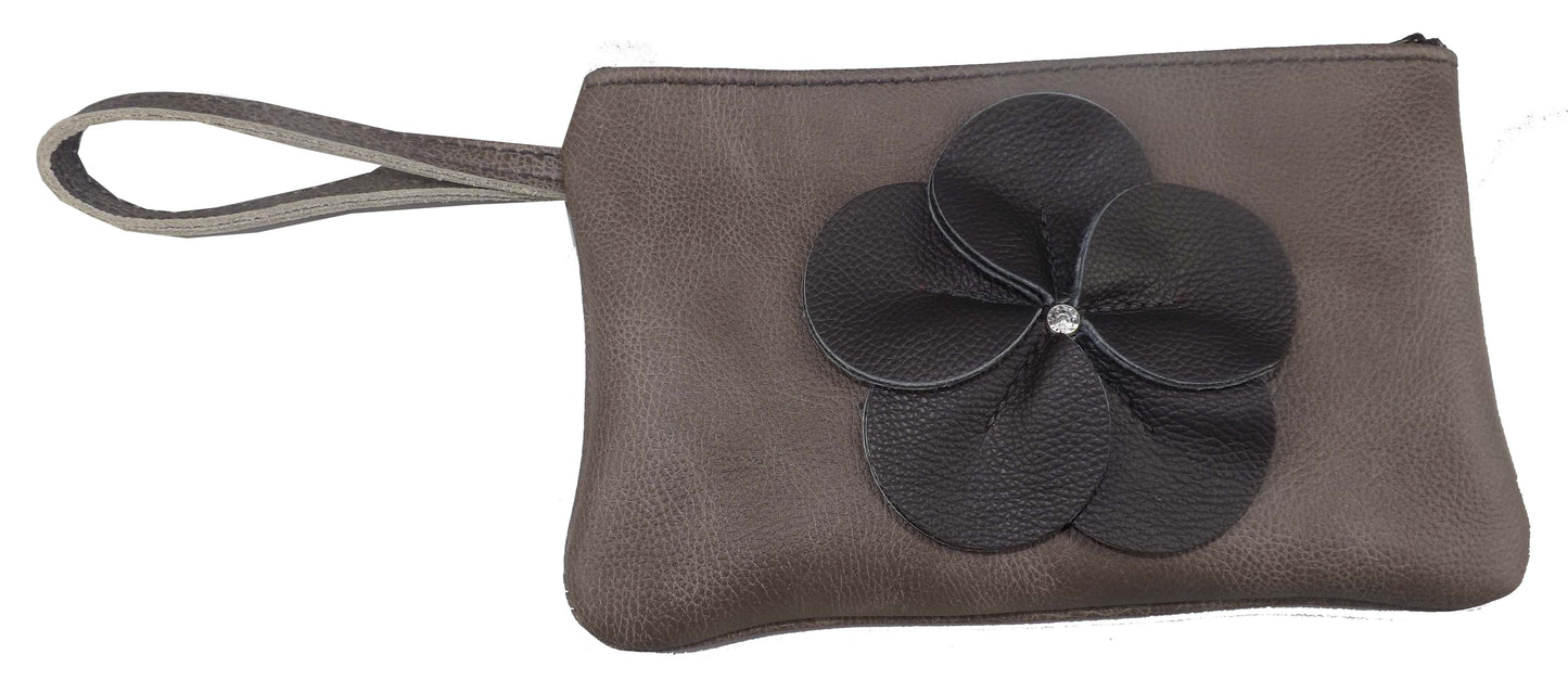 Clutch PurseLEATHER FLOWER CLUTCH - Amish Handmade in USA - 10 COLORSAmishbagSaving Shepherd