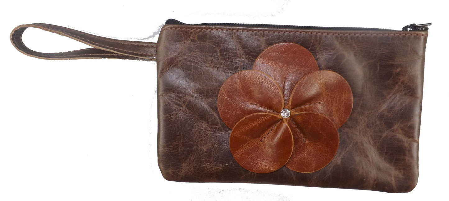 Clutch PurseLEATHER FLOWER CLUTCH - Amish Handmade in USA - 10 COLORSAmishbagSaving Shepherd