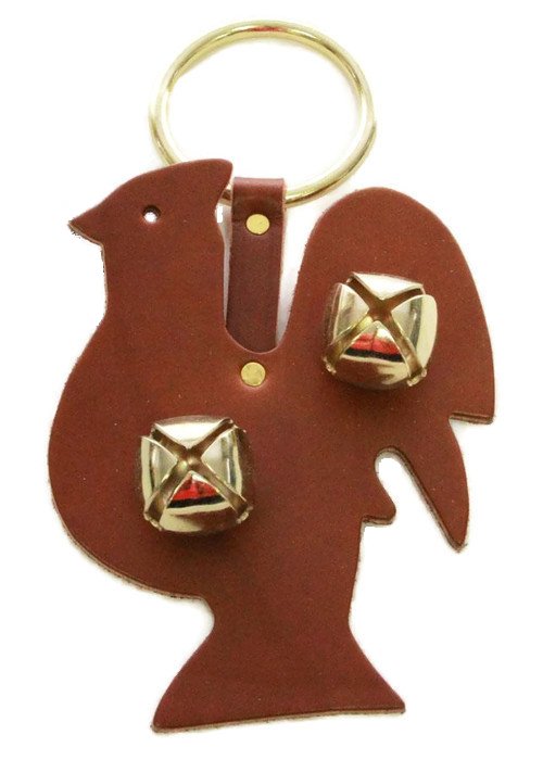 Door ChimeDOOR CHIME - LEATHER ROOSTER with SLEIGH BELLS in 4 Colors - Amish Handmade in USAbellschickenSaving Shepherd