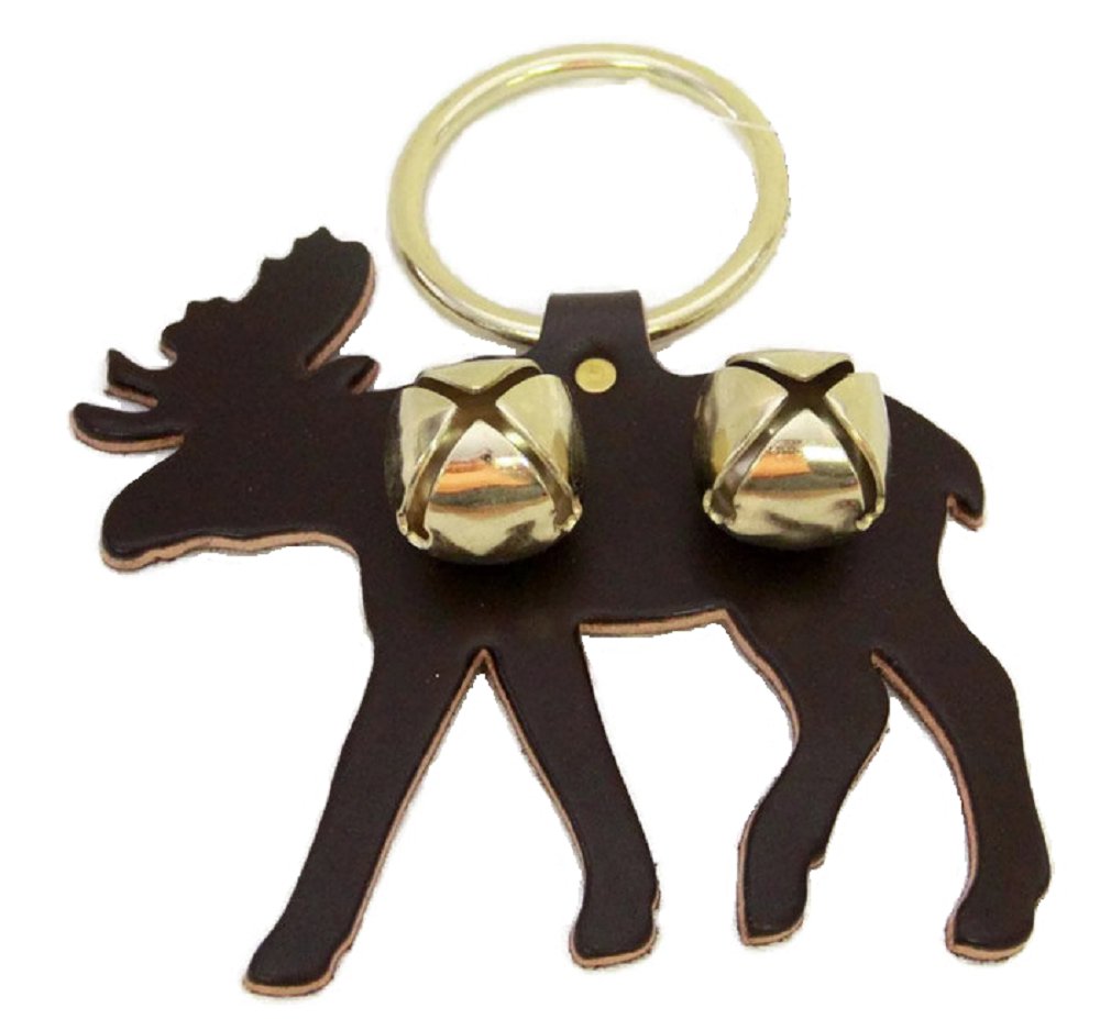 Door ChimeDOOR CHIME - LEATHER MOOSE with JINGLE BELLS in 3 Colors - Amish Handmade in USAbathroom cabinetbellSaving Shepherd