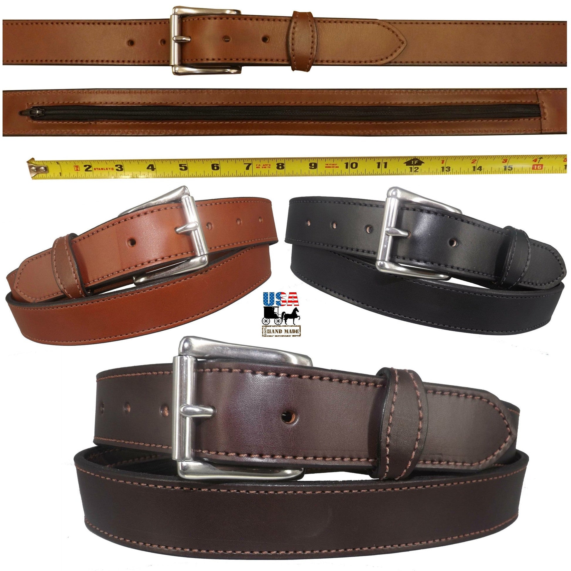 Money BeltMONEY BELT - DARK BROWN English Bridle Leather Concealed 16" Zipper PouchbeltbeltsSaving Shepherd