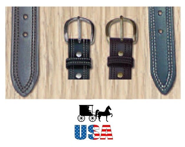 Leather BeltHORSE SNAFFLE BIT BELT - Black & Brown Stitched Leather Amish USAbeltbeltsSaving Shepherd