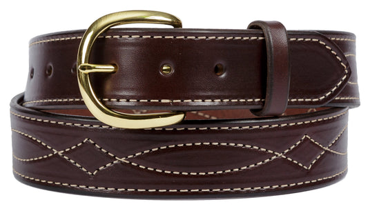 Leather BeltBIG & TALL FANCY STITCH LEATHER BELT - 1½" Wide Leather in 4 ColorsbeltbeltsSaving Shepherd