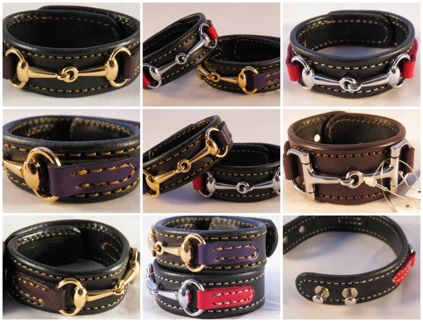Handtooled LeatherLEATHER HORSE BIT BRACELET Bordeaux & Chestnut with Gold Snaffle Equestrian Buckle HardwareAmishbraceletSaving Shepherd