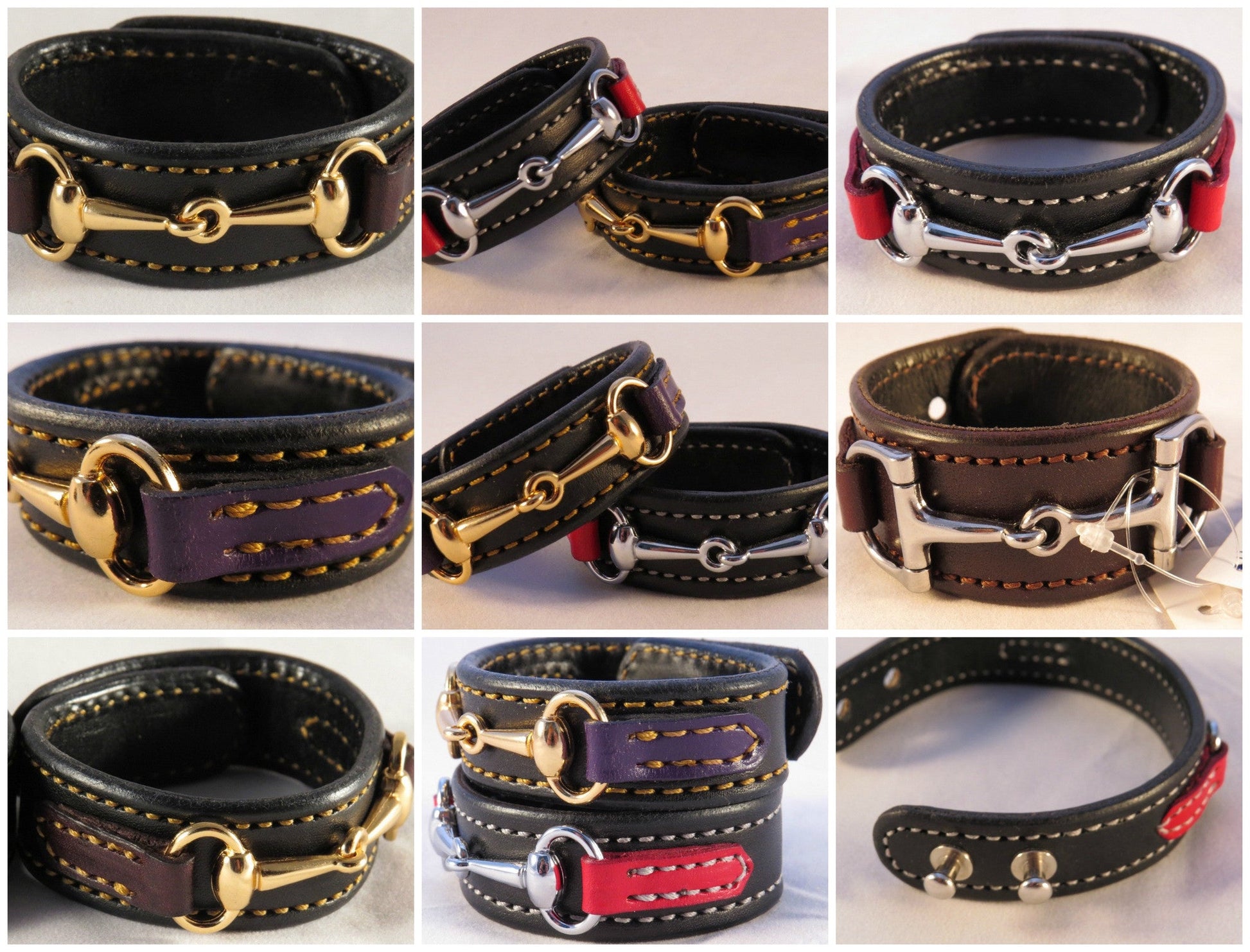 Handtooled LeatherLEATHER HORSE BIT BRACELET Bordeaux & Chestnut with Gold Snaffle Equestrian Buckle HardwareAmishbraceletSaving Shepherd