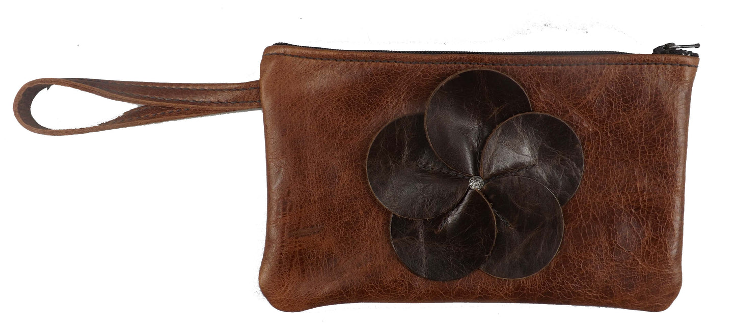 Clutch PurseLEATHER FLOWER CLUTCH - Amish Handmade in USA - 10 COLORSAmishbagSaving Shepherd
