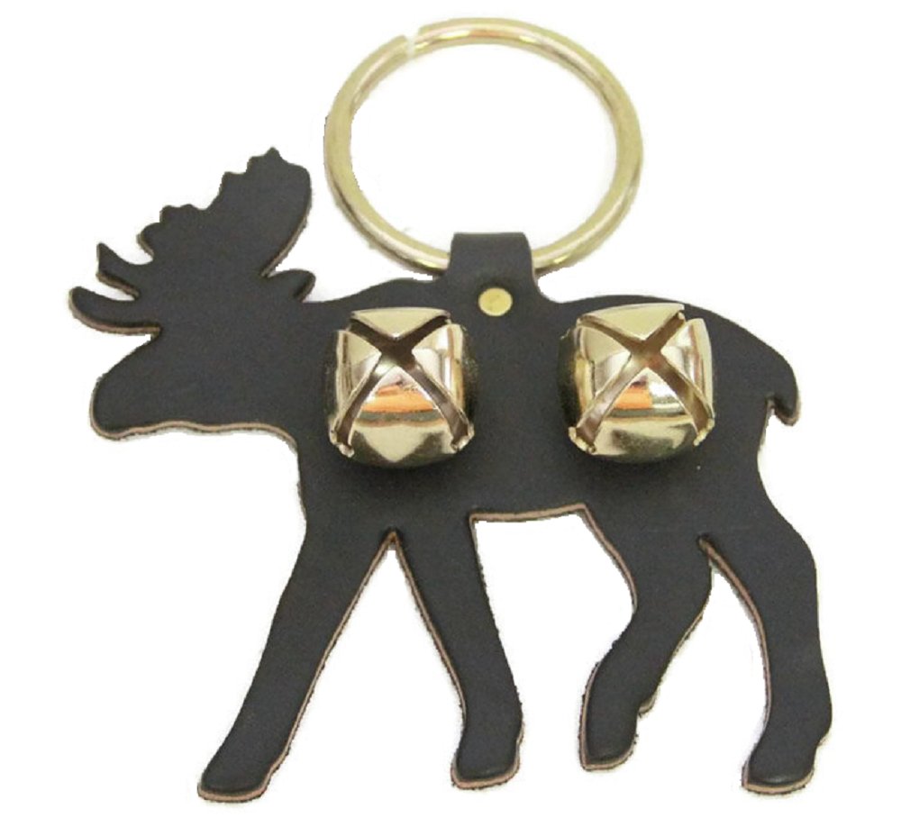 Door ChimeDOOR CHIME - LEATHER MOOSE with JINGLE BELLS in 3 Colors - Amish Handmade in USAbathroom cabinetbellSaving Shepherd