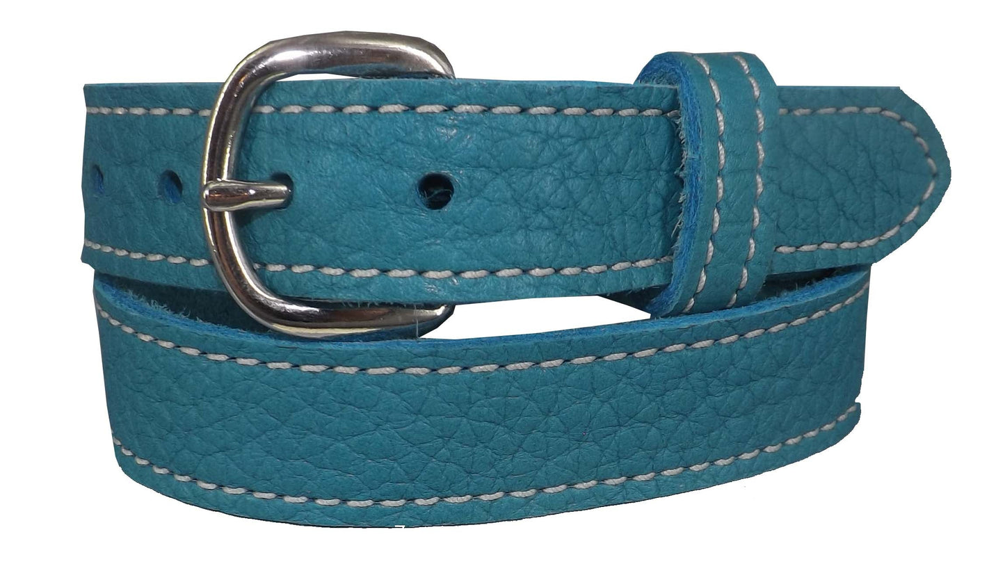 Ladies BeltLADIES TURQUOISE BULLHIDE LEATHER STITCHED BELT - Choice of Stitching - Handmade in USAbeltbeltsSaving Shepherd