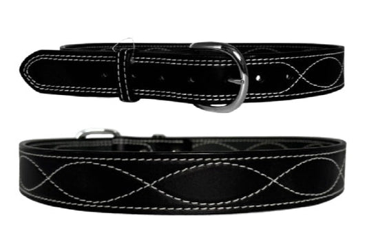 Leather BeltFANCY CURVE STITCH BELT - 1½" Wide Black & Brown Leather - USAbeltbeltsSaving Shepherd